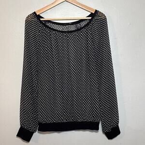 Women's Size S Y2K New York & Company Sheer Mesh Polka Dot Long Sleeve Blouse